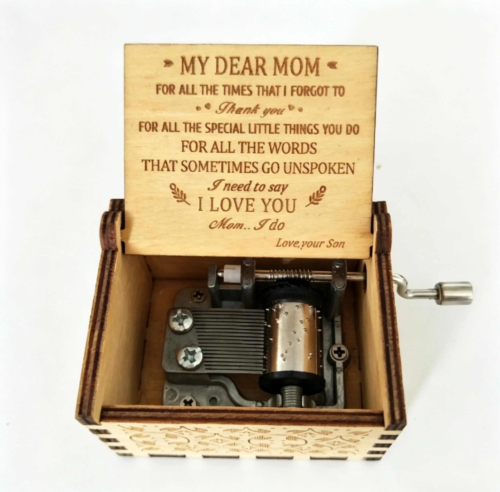 Gift for Mom Music Box Wooden Hand-cranked Music Box Mother's Day Gift Design for Mom Kawaii Accessories