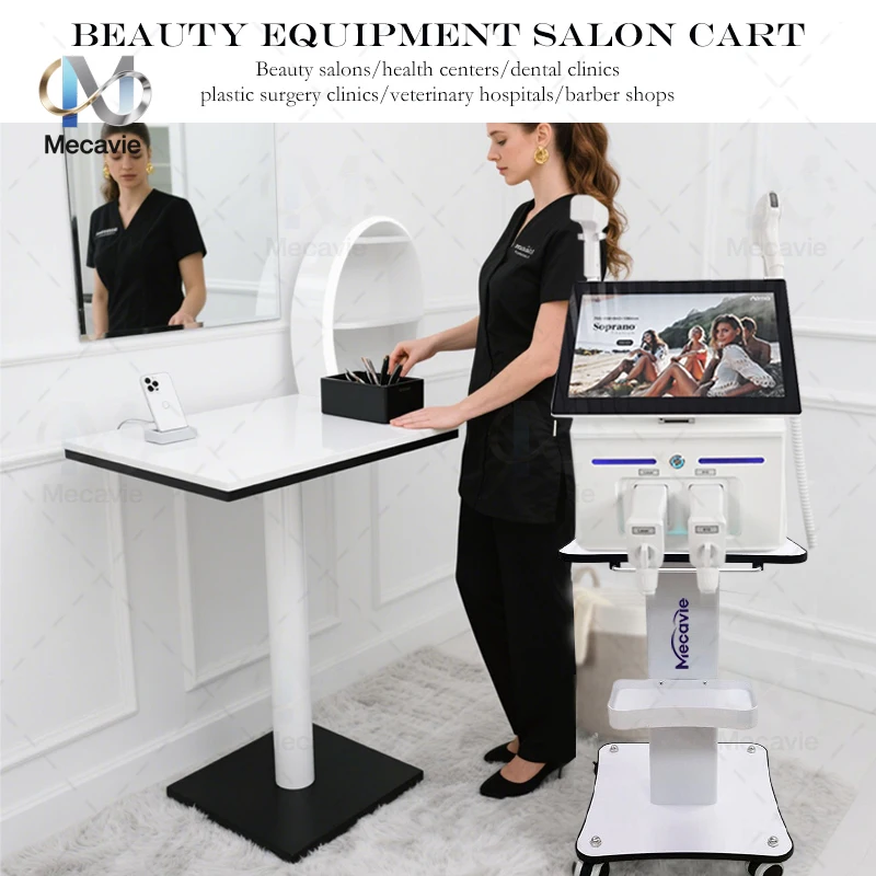 Salon Beauty Trolley Stand with Smooth-Rolling Wheels – Multi-Use Beauty Rolling Cart for Beauty Instruments for Perfect