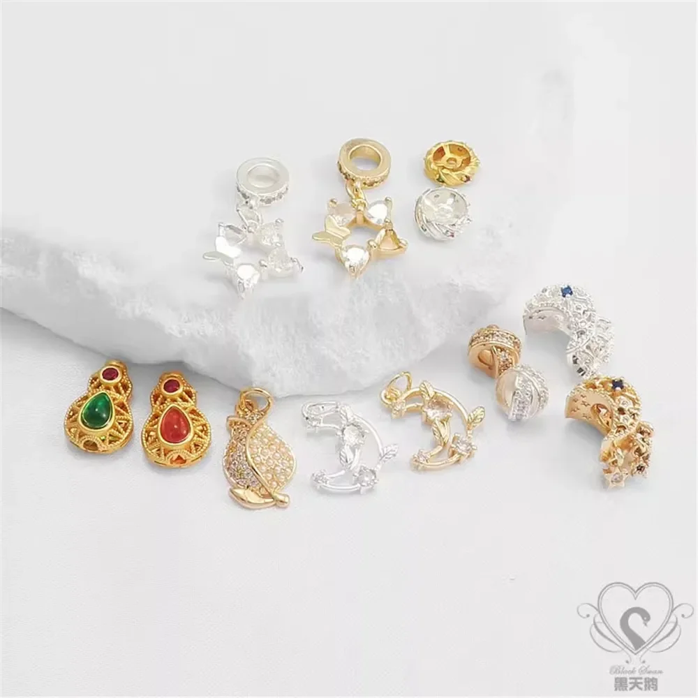 

14 К медь золотого цвета микро-инкрустация цирконом тыква лунный бутон браслет ожерелье кулон из бисера Diy ювелирные изделия очаровательные аксессуары