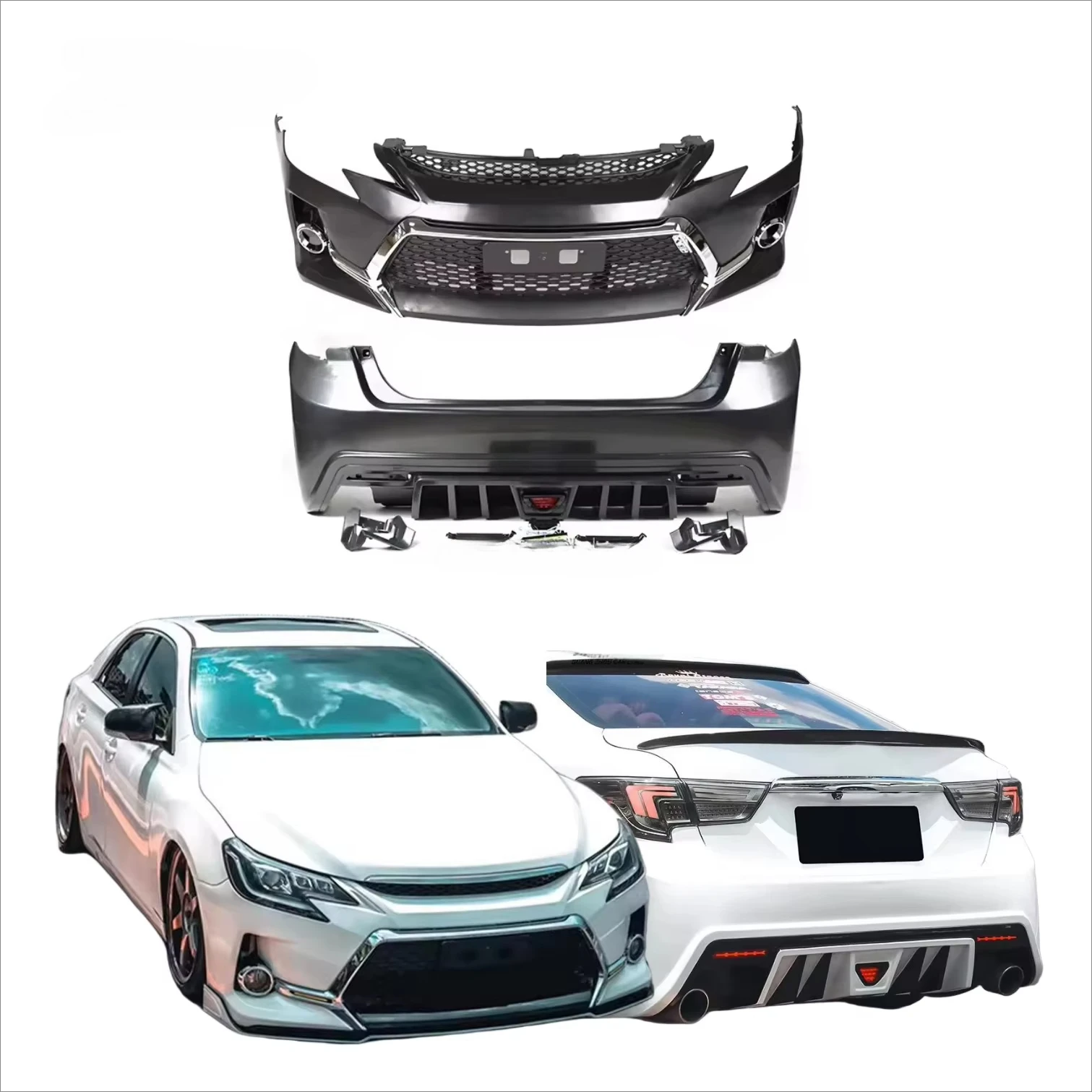 Wholesale Price for To-yo-ta Mark X Reiz Bodykit 2010-2018 Upgrade to GS Style Front Bumper Side Skirts Rear Diffuser Grille