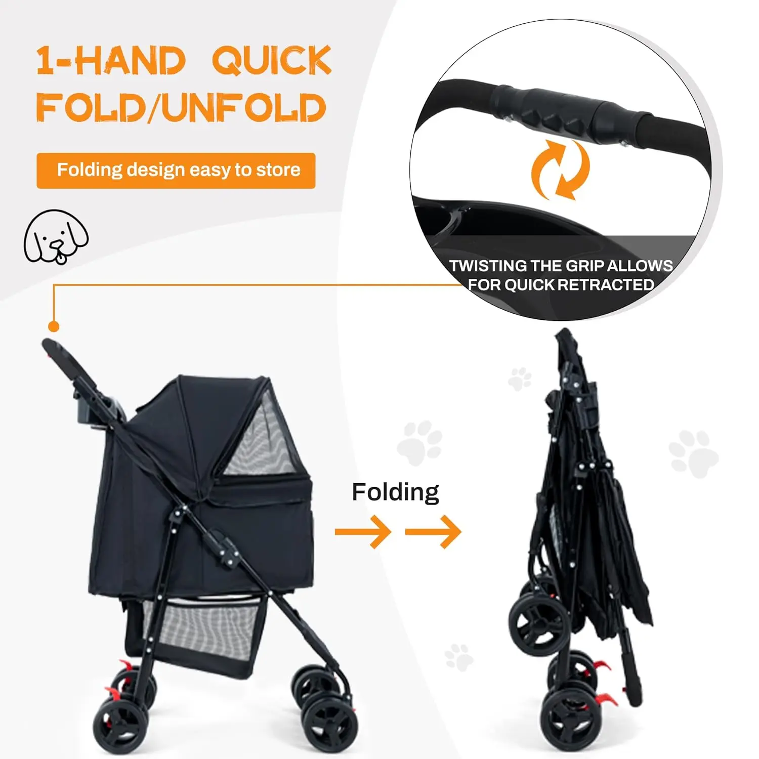 Poussette Pliable pour Chien et Chat, Jogger, Chariot de Promenade pour Animaux de Compagnie, Electrolux de Voyage Portable et observateur