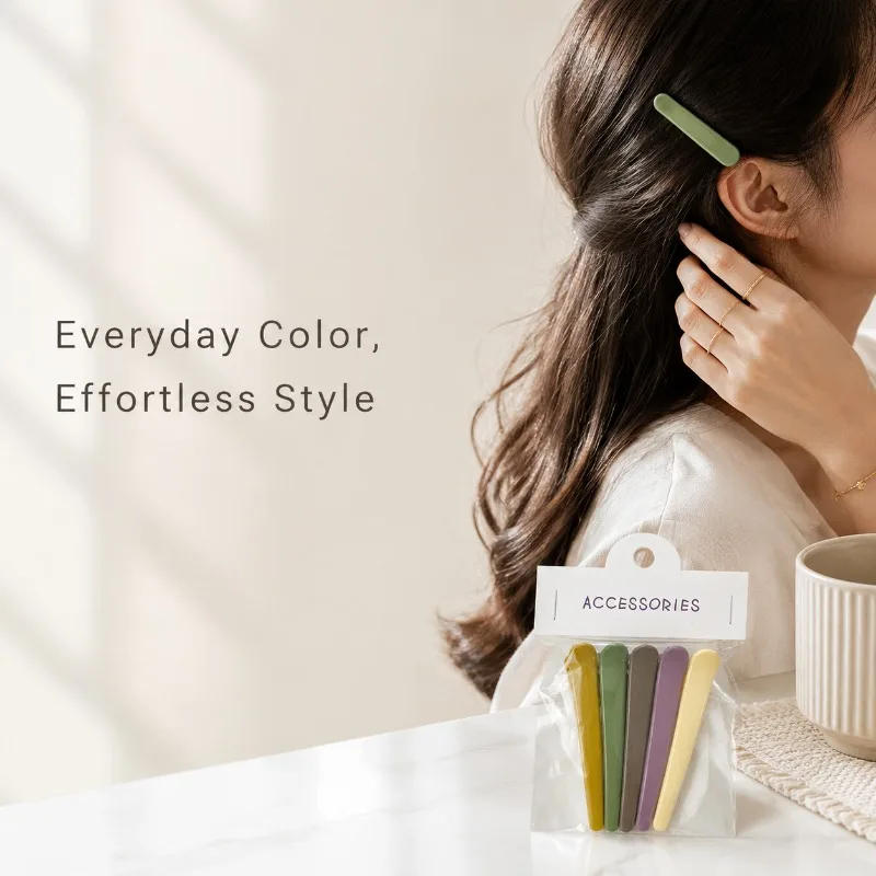 5Pcs Matte Solid Color Alligator Hair Clips Smooth Non Slip Hair Barrettes Women Daily Makeup Hair Accessories Hair Clips Women