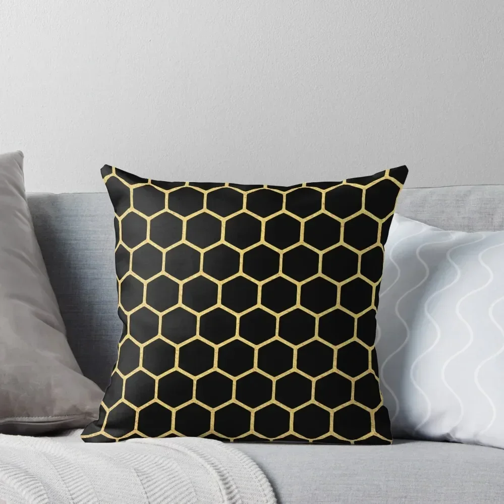 

Black and Gold Honeycomb Pattern Throw Pillow Decorative Cushions For Luxury Sofa pillow cover luxury pillow