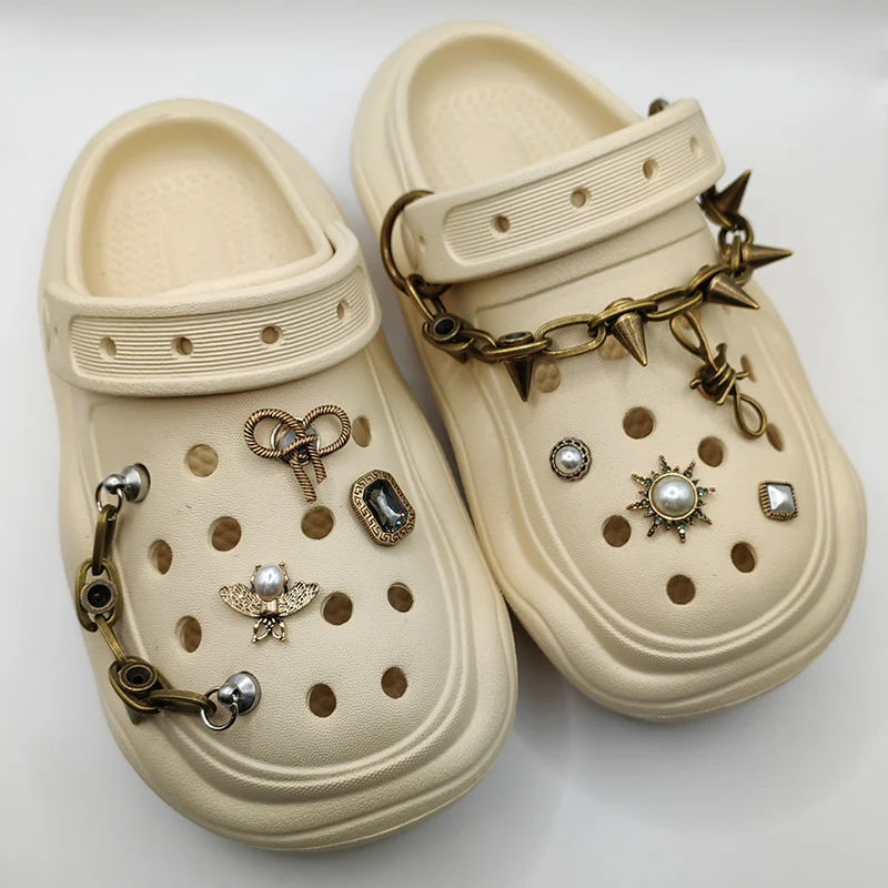 Punk Style Rivet ChainShoe Charm DIY Shoe Decorations Button Accessories for Bogg Bag Slides Sandals Clogs Kids Gifts