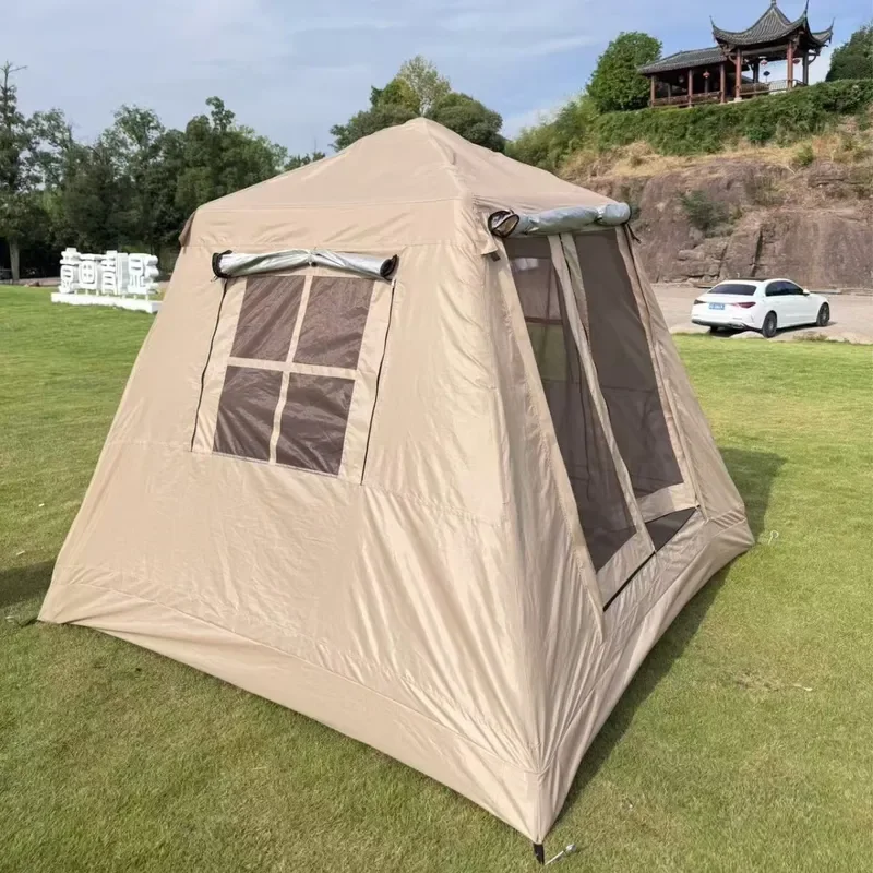 For Outdoor Camping Square Tent Rainproof Automatic Quick Open Folding Shelter Beach Canopy with Table and Chair Set Portable