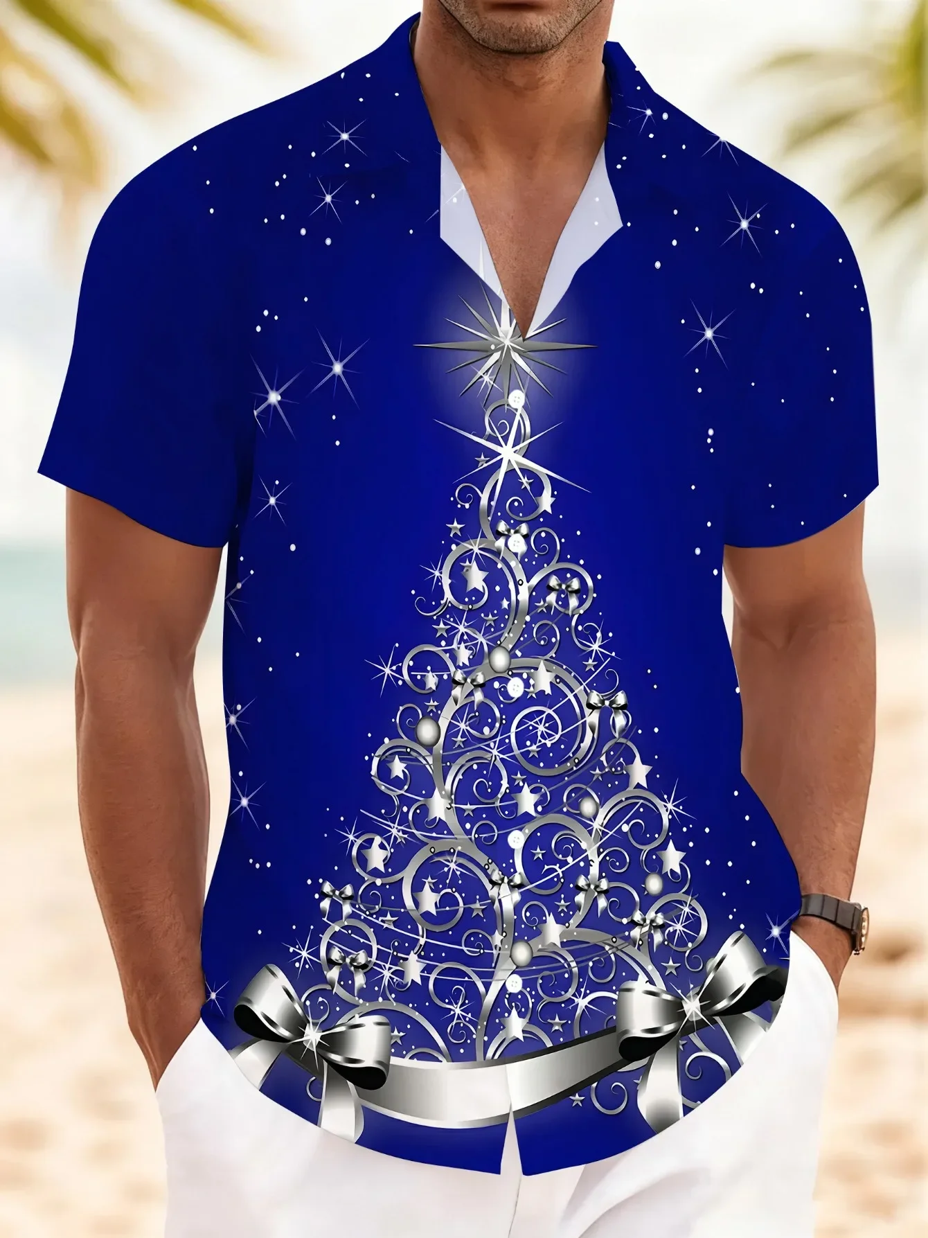 Summer Fashion Loose Fit Men's Hawaiian Shirt Man Short Sleeve Bold Party Print Lightweight Holiday Outfits