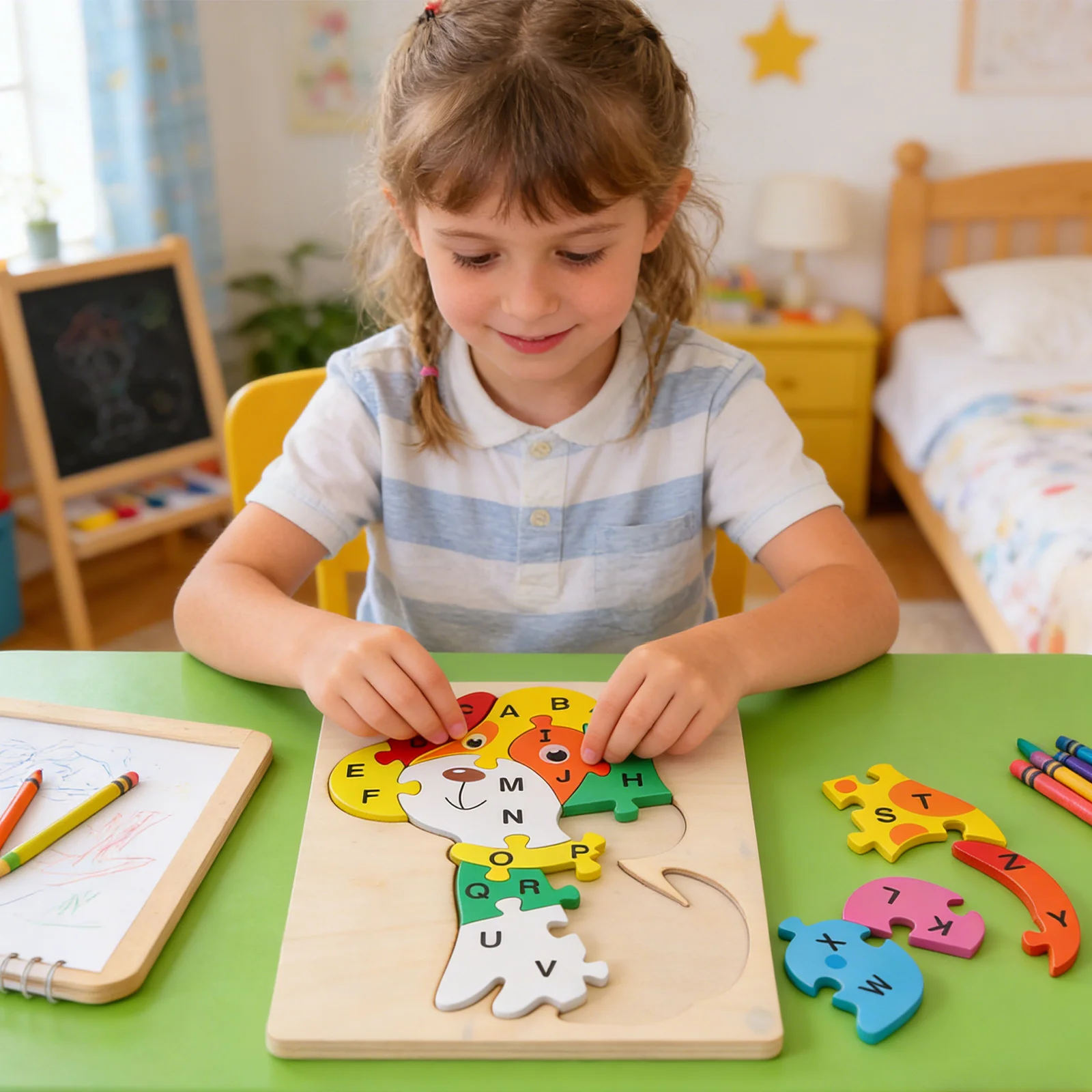 1 セット木製アルファベット犬パズルカラフルな Abc 学習幼児向け就学前早期教育モンテッソーリ文字ジグソーパズルポータブル
