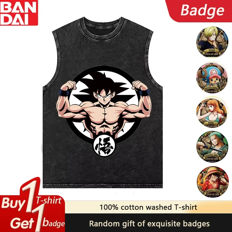 Novedad de verano, camiseta sin mangas para hombre, Dragon Ball Goku Muten Roshi, ropa Y2k con estampado, camisa sin mangas para hombre, chaleco deportivo de gran tamaño lavado para gimnasio