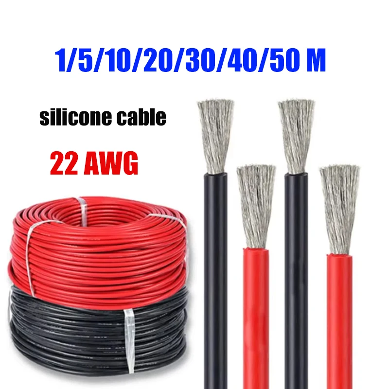 22awg Silicone Cable 3A Red Black Heat Resistant Electrical Wire for Auto Solar Battery Toy Model Speaker Circuit Board Drones