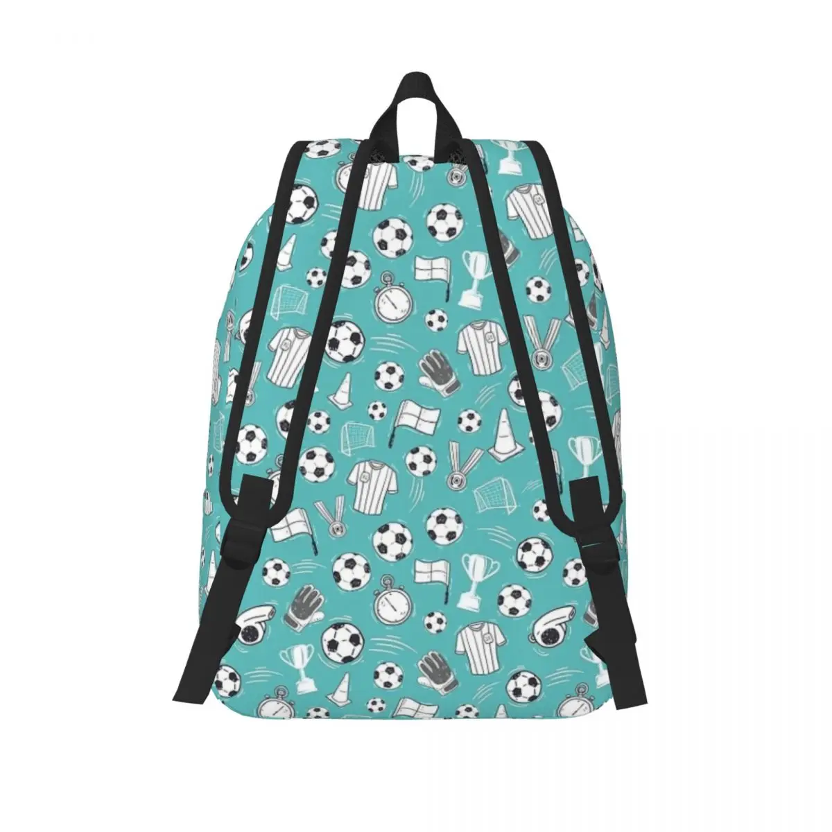 Soccer Football Pattern Backpack Elementary High College School Student Sports Bookbag Teens Canvas Daypack Hiking