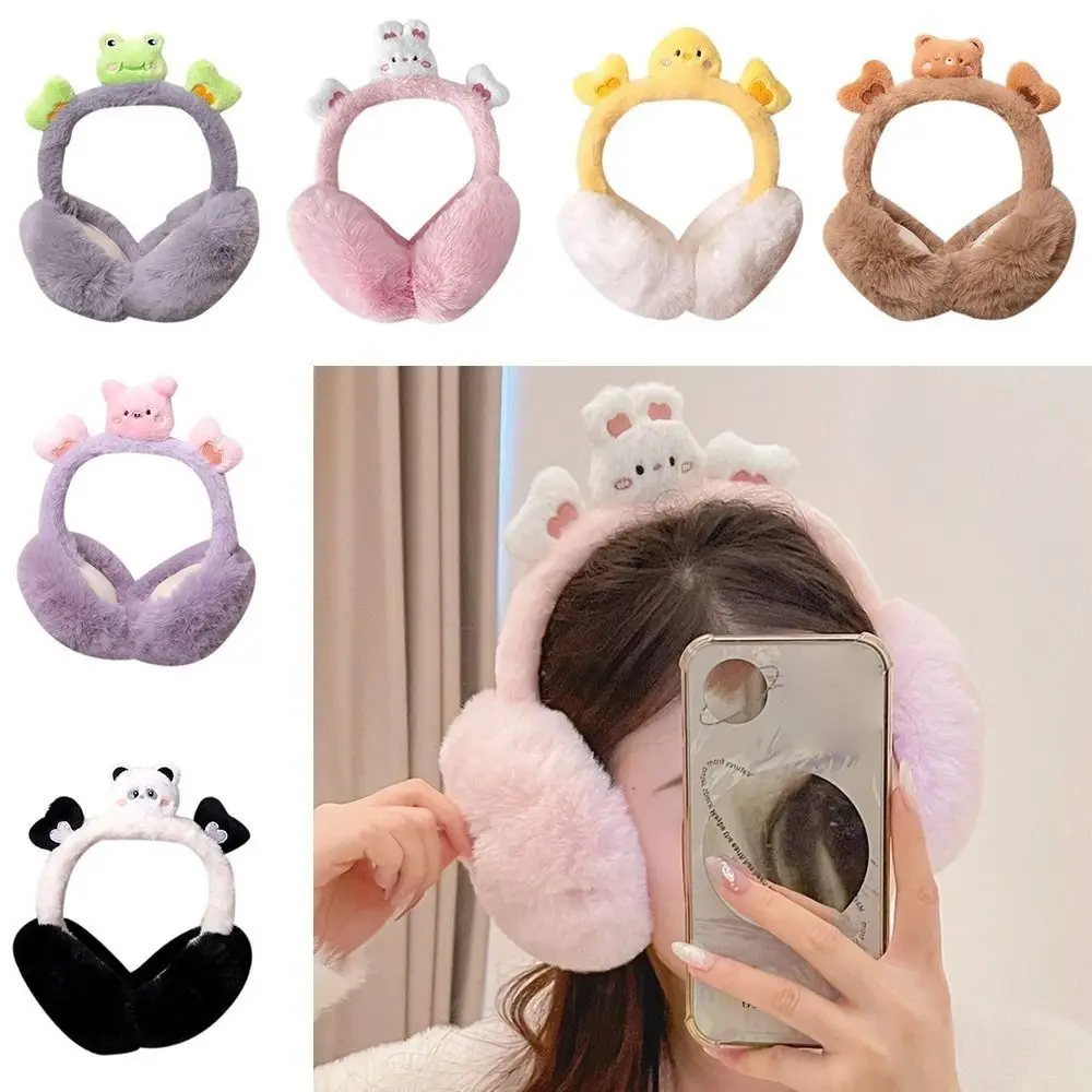 Модные плюшевые наушники с мультяшными животными, складные незамерзающие наушники, сохраняющие тепло, утолщенные грелки для ушей для женщин и девочек