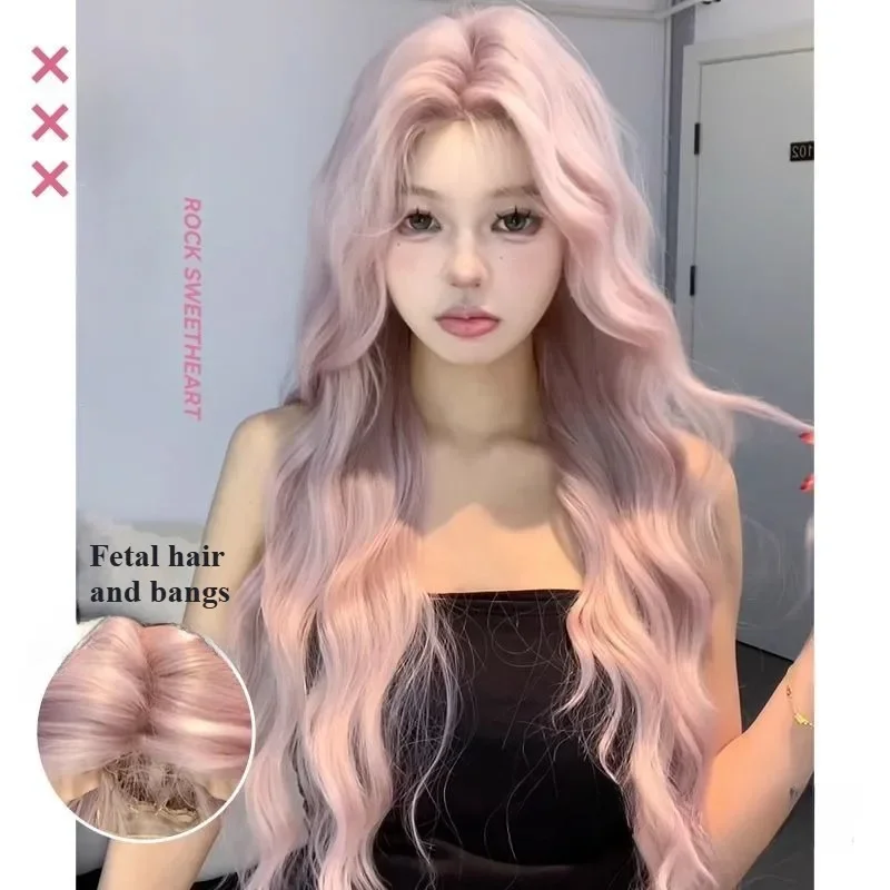 Long Body Wave Black and Pink Cosplay wigs Heat Resistant Synthetic Wig Middle Part Natural daily use Lolita Wigs For Women 가발