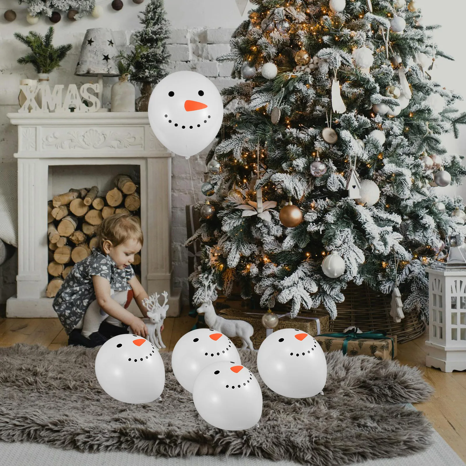 

50 Pcs Snowman Balloon White Balloons Animal Candy Foil Punch Hole Spray Shine Assorted Colors Emulsion Blue Baby for Animals