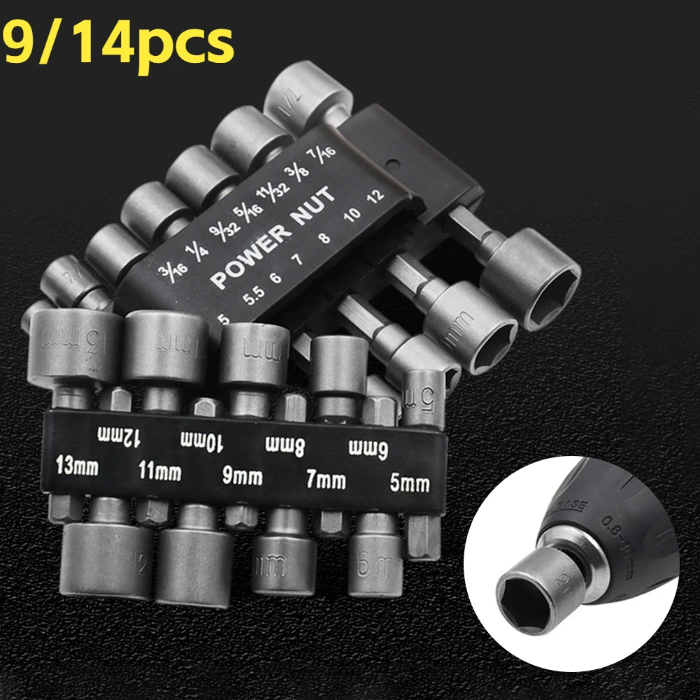

9/14Pcs Powerful Socket Inner Hexagonal Wrench Screw Socket Screwdriver Extension Rod Pneumatic Screwdriver