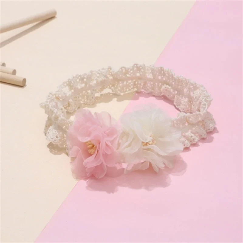Baby Girls Lace Flower Headband Princess Hairband Photography Props Elastic Infant Hair Accessories Shower Gifts