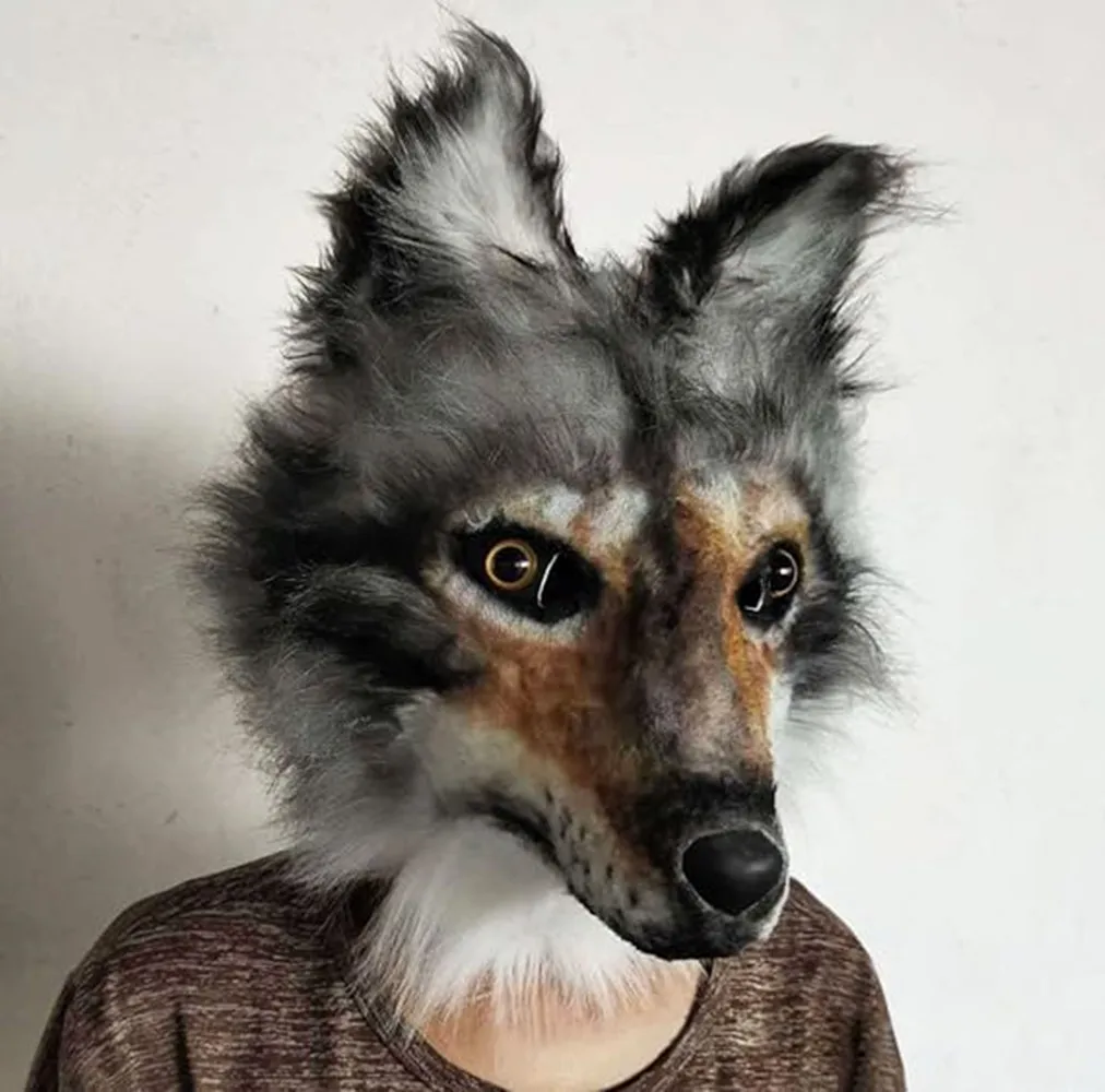 Exclusive Wolf Full Head Mask Animal Cosplay Mask for Halloween Party Costume