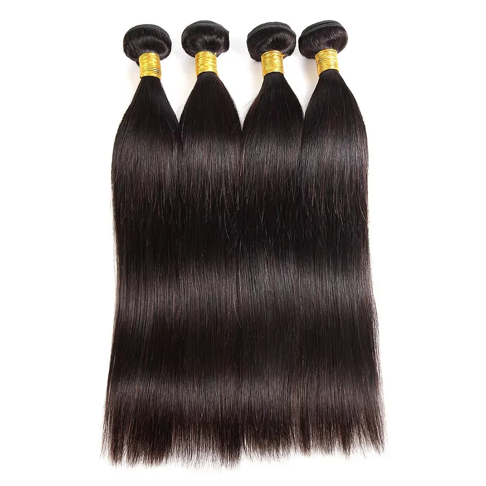 3/4 Bundles Human Hair Bundles 40 Inch Natural Black Straight Human Hair Bundles Human Hair Remy Hair Extensions Bundles