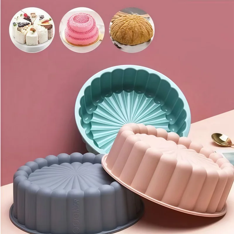Silicone Cake Mold Bread Toast Shortcake Cake Sponge Mould Square Round Spiral GearBaking Pan Tray Mold 3D