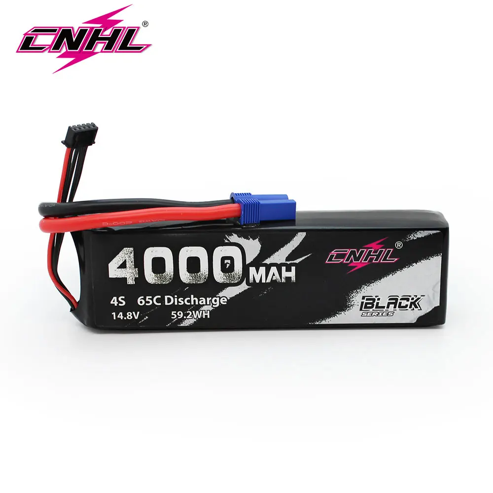 CNHL-batería Lipo con enchufe EC5 para coche, barco, avión, helicóptero, Speedrun, vehículo, camión, tanque, 14,8 V, 4000mAh, 65C, serie negra, 4S