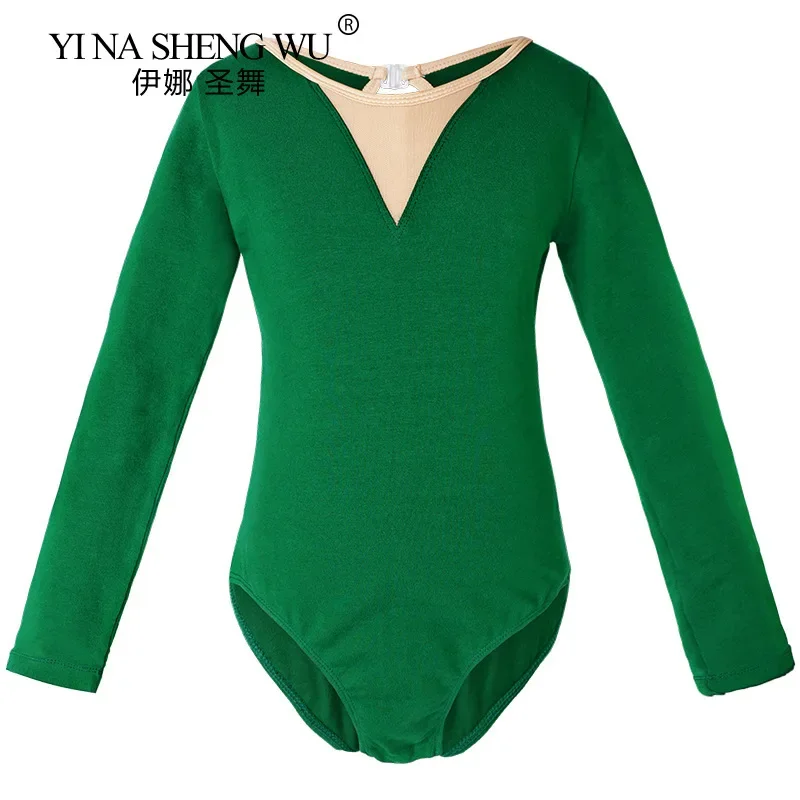 Justaucorps de gymnastique de danse de Ballet pour filles enfants à manches longues/courtes vêtements de danse de Ballet body en coton enfants justaucorps de danse dos nu