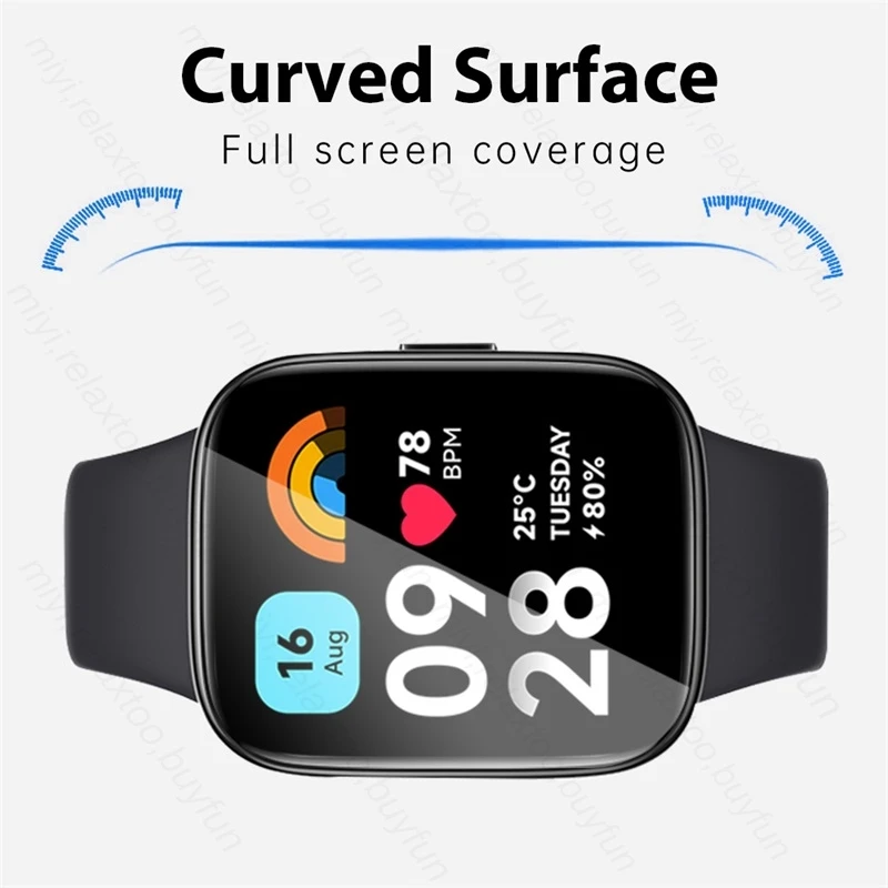 1-3Pcs Full Curved Soft Protective Glass For Redmi Watch 3 Active Screen Protectors On Redmy Watch3 Active Smartwatch Cover Film