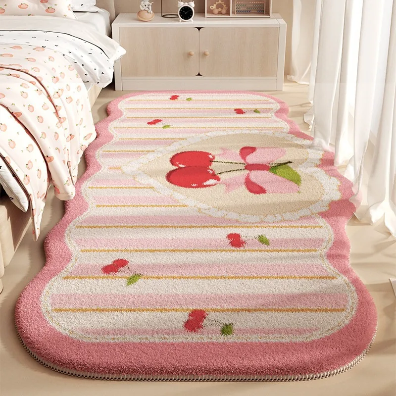 Bedroom Carpet Soft Fluffy Floor Mat Cute Cartoon Pink Irregular Rug Bedside Carpets Sweet Girl Home Decoration Alfombra