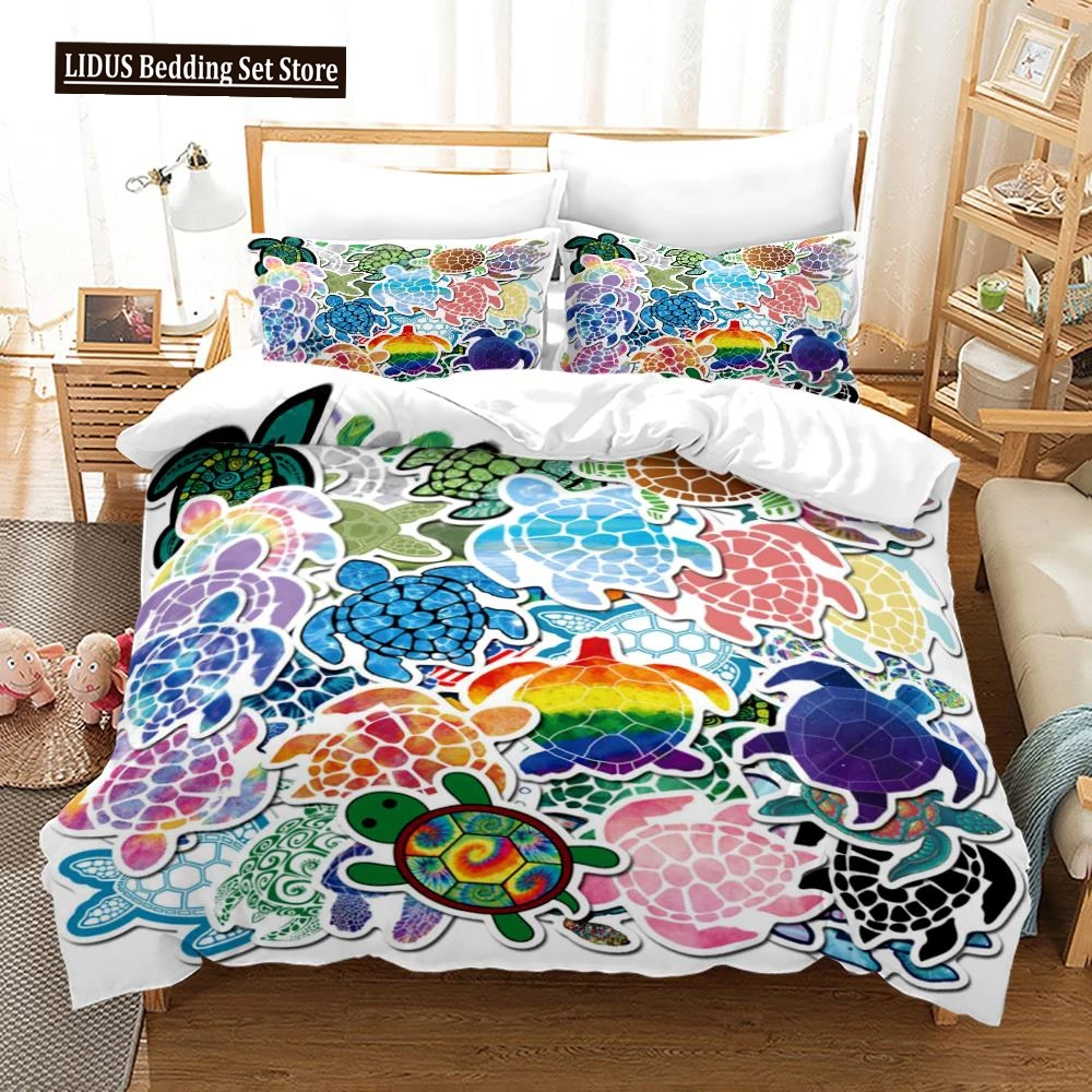 

Ocean Duvet Cover Set Sea Turtle Ocean Animals Polyester Comforter Cover For Kids Children Boys Women King Queen With Pillowcase