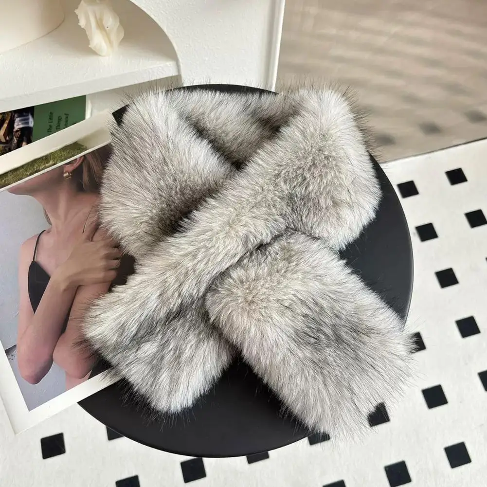 Faux Fur Collar Scarf for Women, Plush Neck Warmer Scarf, Fluffy Faux Fur Scarves, Thanksgiving Christmas Fashion Dress Scarf