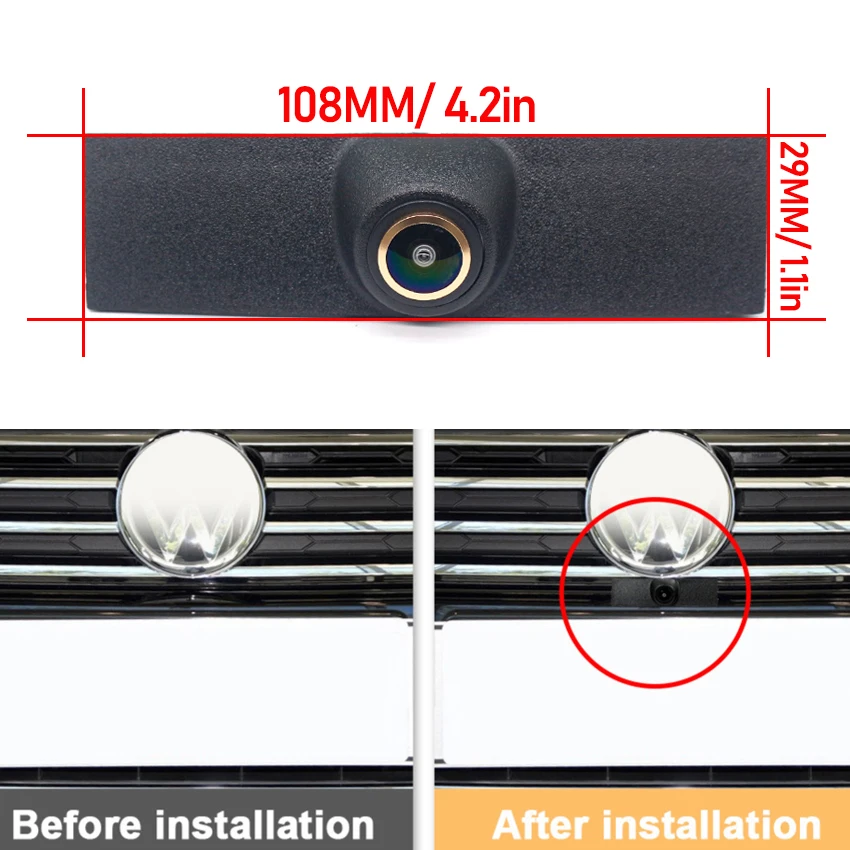 For Volkswagen Touareg 2016 2017 2018 2019 2020 2021 2022 AHD HD 1080P Fisheye CCD Car Front View Parking Positive Logo Camera