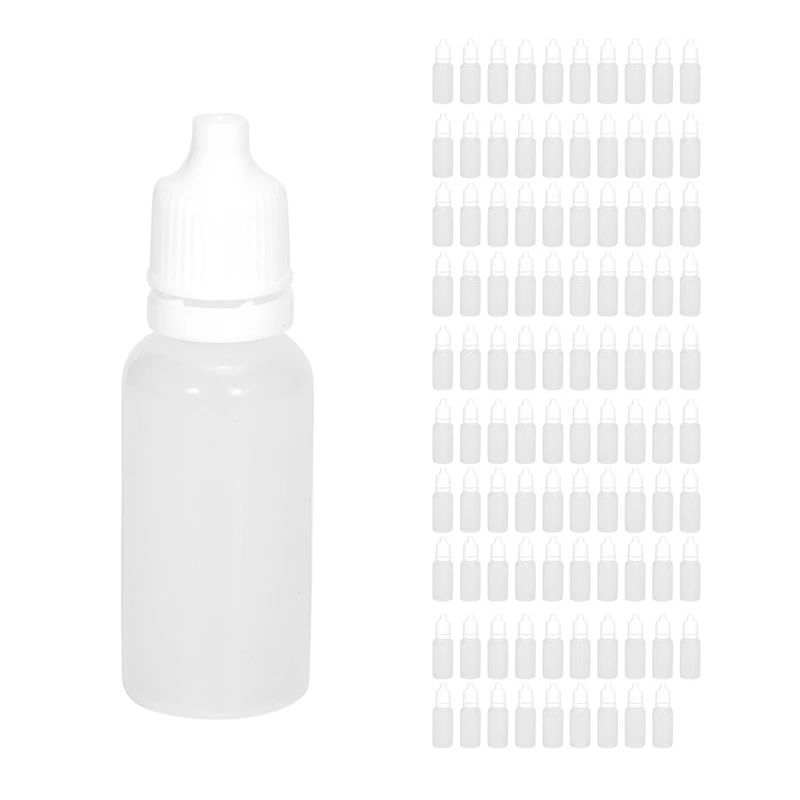 100PCS 15Ml Empty Plastic Squeezable Dropper Bottles Eye Liquid Dropper Refillable Bottles
