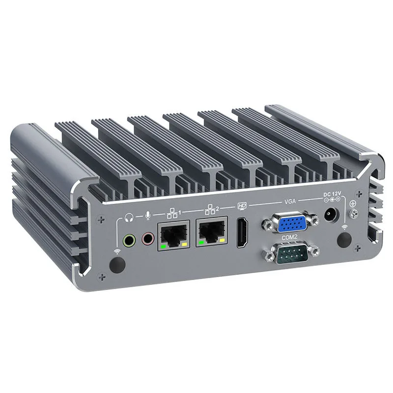 Parteaker PC industriale senza ventola I5 7287U 7360U I5 8350U I7 10610U Win11 Pro Dual Lan HDMI VGA 2 RS232 COM DC 12V Desktop Mini PC