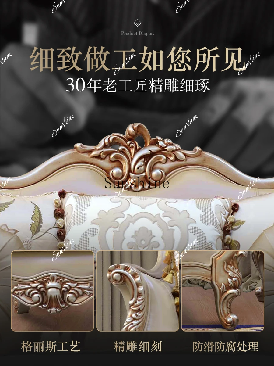 European leather sofa 123 combination light luxury high-end luxury living room retro furniture  FT