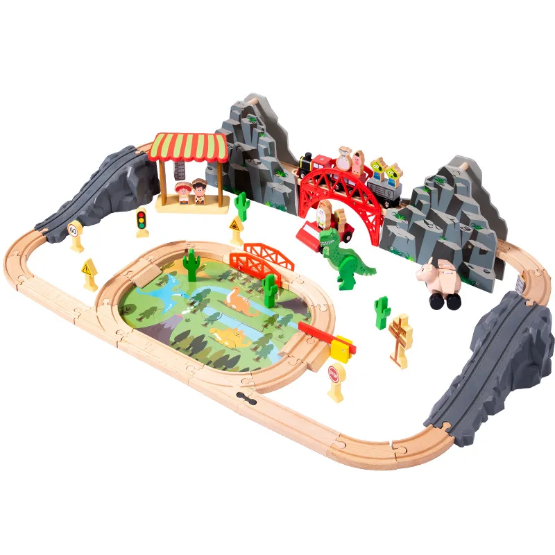Jeu de société Montessori pour garçons, puzzle en bois, bricolage, kit de modèle de rail de voiture, blocs de construction, diorama mètre tor, cadeau pour enfants