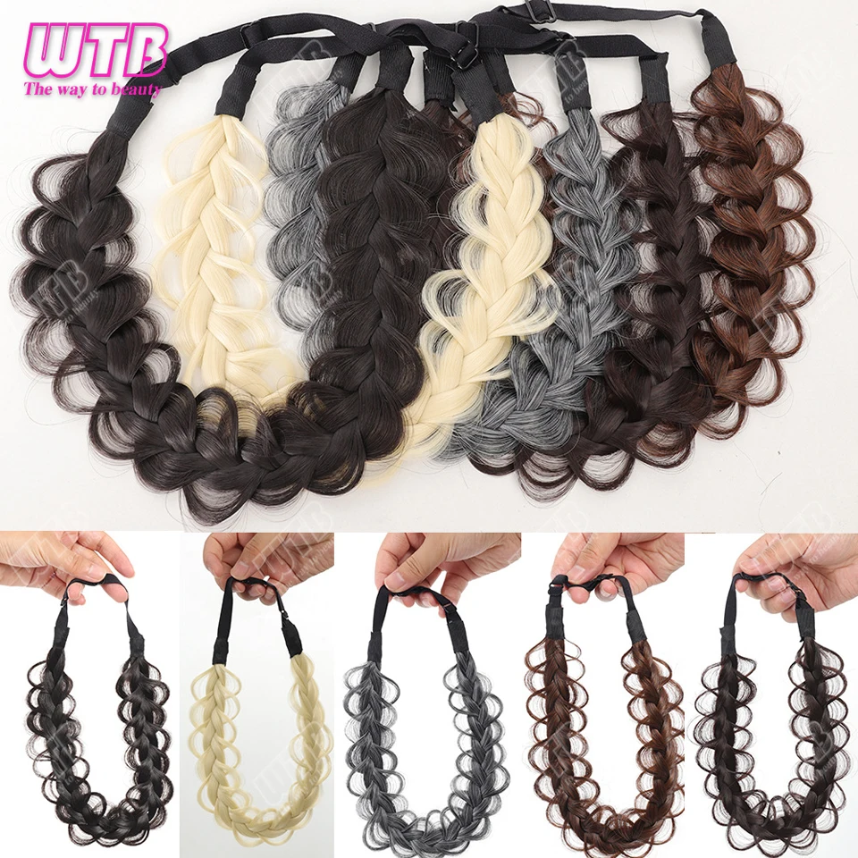 Synthetic Braided Hair Hairband Adjustable Handmade Fashion Braiding Hair Braided Elastic Band Hair Headband Headwear For Women