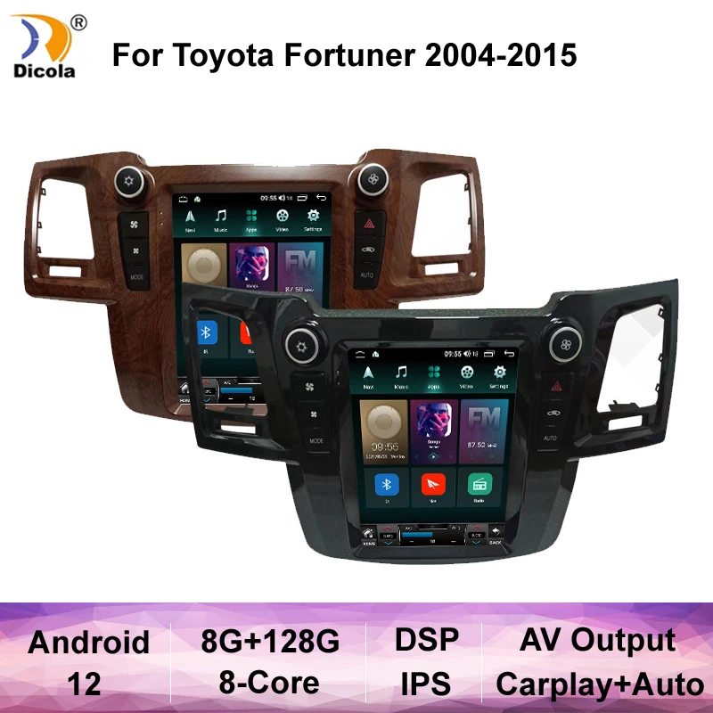 

Восьмиядерный Android 12 для Toyota Fortuner/HILUX Revo / Vigo 2004-2015 мультимедийный стерео автомобильный DVD-плеер навигация GPS радио