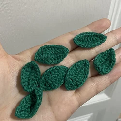30pcs/Lot Green Crochet Flower Patches Clothing 3D Floral DIY Flower Leaves 3-color Handmade Accessories Woven Decorations