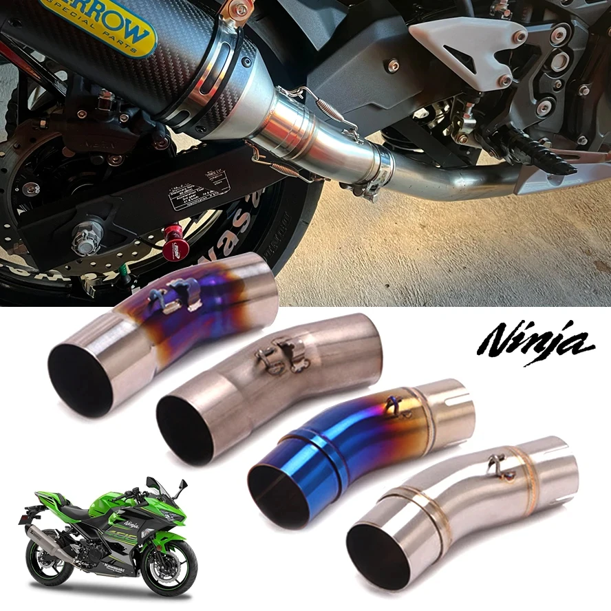 51 mm Tubo de Escape Schalldämpfersystem Motorrad-Auspuffrohr Mittelverbindung für Kawasaki Ninja 400 Z400 Z250 2017–2021