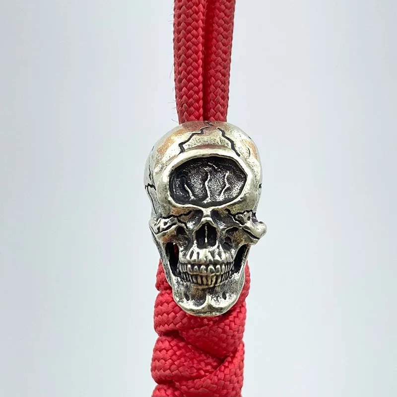Brass One Eyed Skull Head Knife Beads EDC DIY Paracord Woven Bracelets Lanyard Pendants Accessories Outdoor Tool Hangings Charms