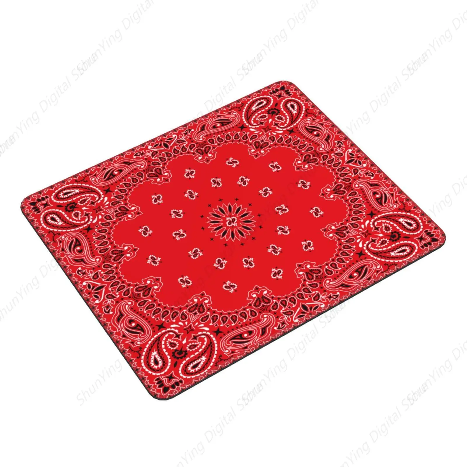 Paisley Printed Mouse Pad Square Table Pad With Stitched Edges Anti Slip Suitable For Home Offices 8.6 X 7 Inch