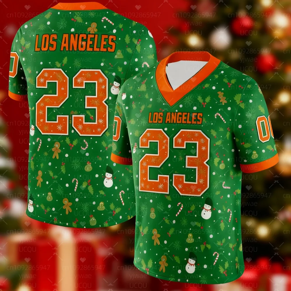 

2025 Christmas Men LOS ANGELES T-Shirts nowman Graphic Design Casual v-Neck short sleeve Jersey T-Shirts Men Christmas clothing