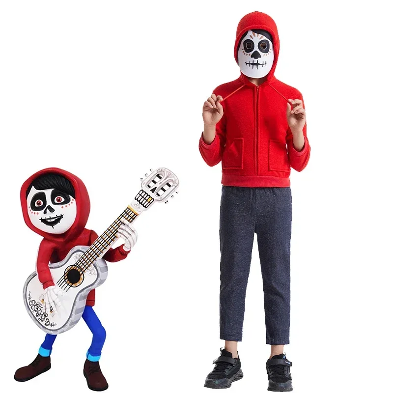 Unisex boys skull jacket pants mask set Halloween costume Coco Miguel costume for kids