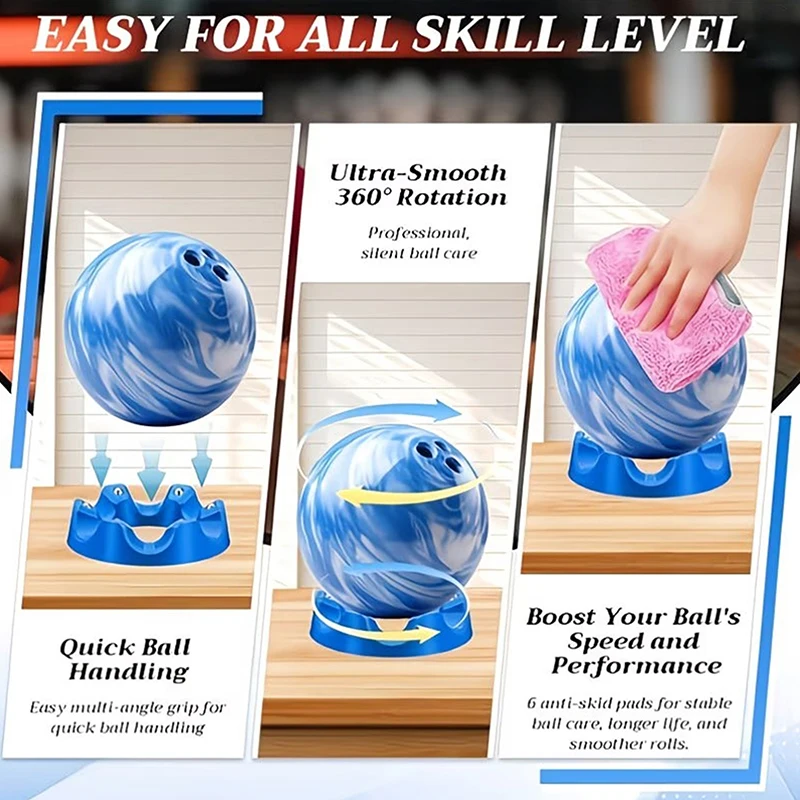 

Bowling Ball Rotating Bracket 360-Degree Smooth Rotation Cup Holder Easy-to-Use Multi-Angle Grip Universal Cleaning & Polishing