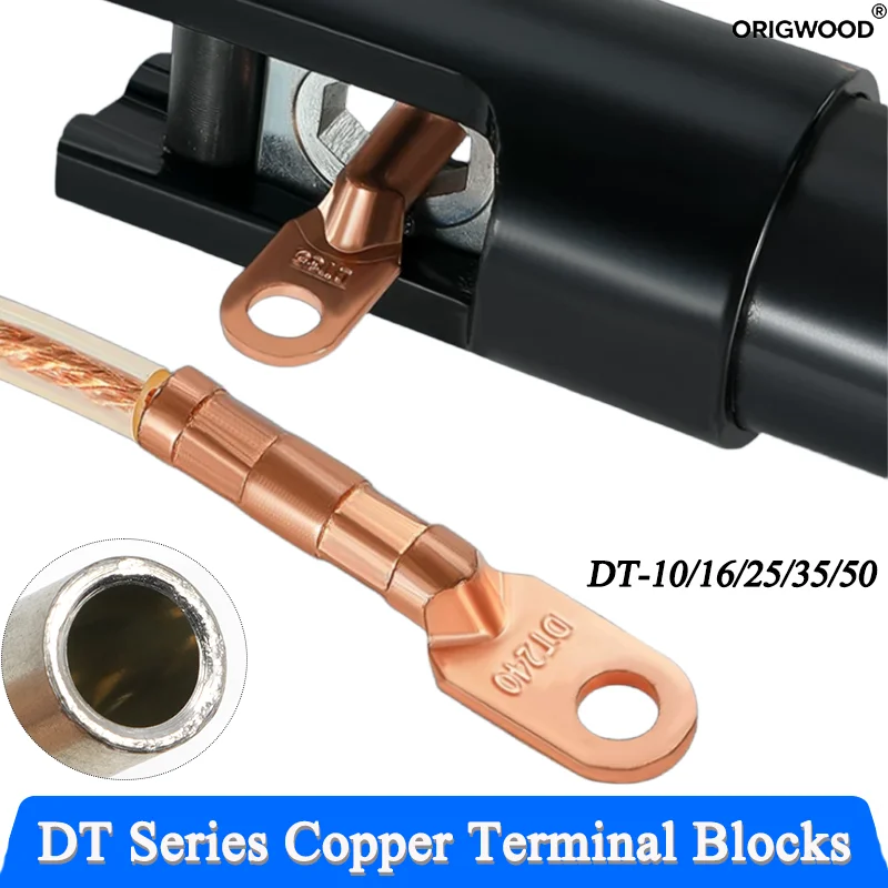 2/10/50pcs  DT-10/16/25/35/50 Copper Wire Terminal Block Battery Cable Crimp Terminals Car Auto Soldered Crimp Lugs Connector