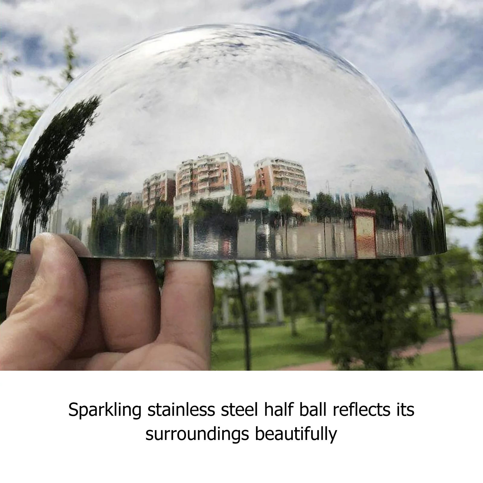 

Polished Mirror Stainless Steel Half Decorative Accessory Hollow Sphere Accent