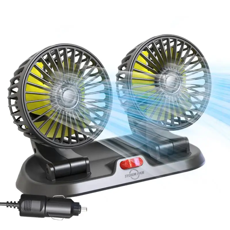 

Car Dashboard Fan Dual Head Cooling Air Fan Low Noise & Powerful Wind 360 Rotating Dual Head Car Fan For Dashboard Sedan Truck