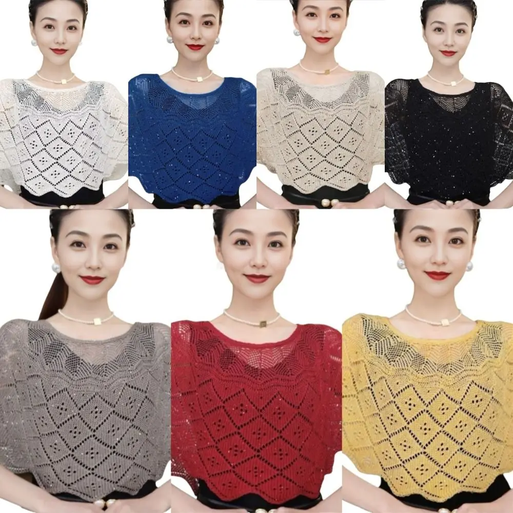 

Versatile Vintage Style Crochet Shawl Knitted Hollow Out Shoulder Wrap Fake Collars Detachable Collar Korean Style