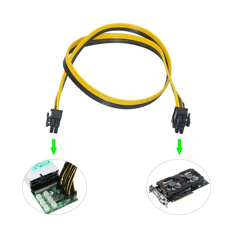 20Pcs 6 Pin PCI-E To 8 Pin (6+2) PCI-E (Male To Male) GPU Power Cable 50Cm For Graphic Cards Server Breakout Board