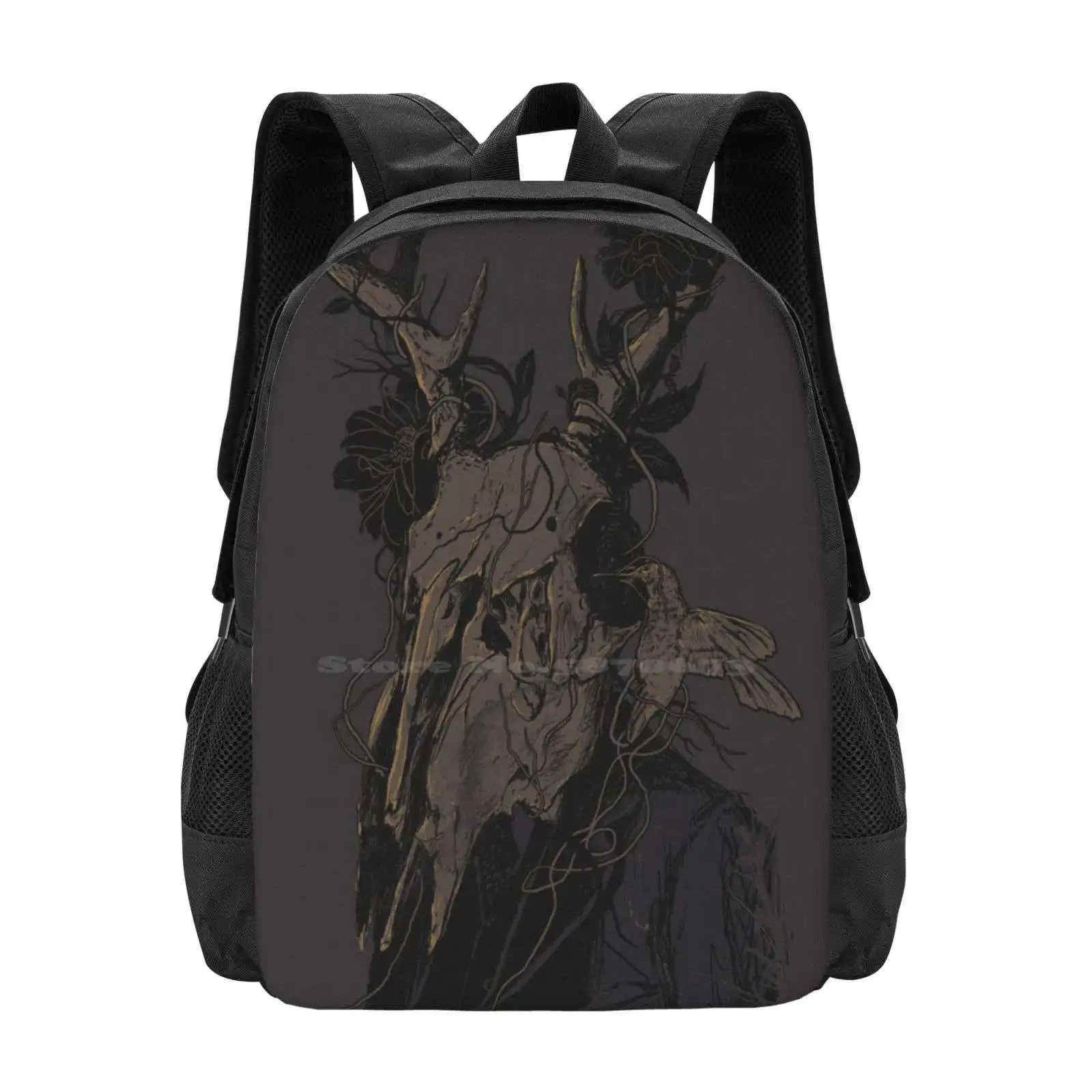 

The Optimist Hot Sale Schoolbag Backpack Fashion Bags Optimist Flora Bones Dark Birds Portrait