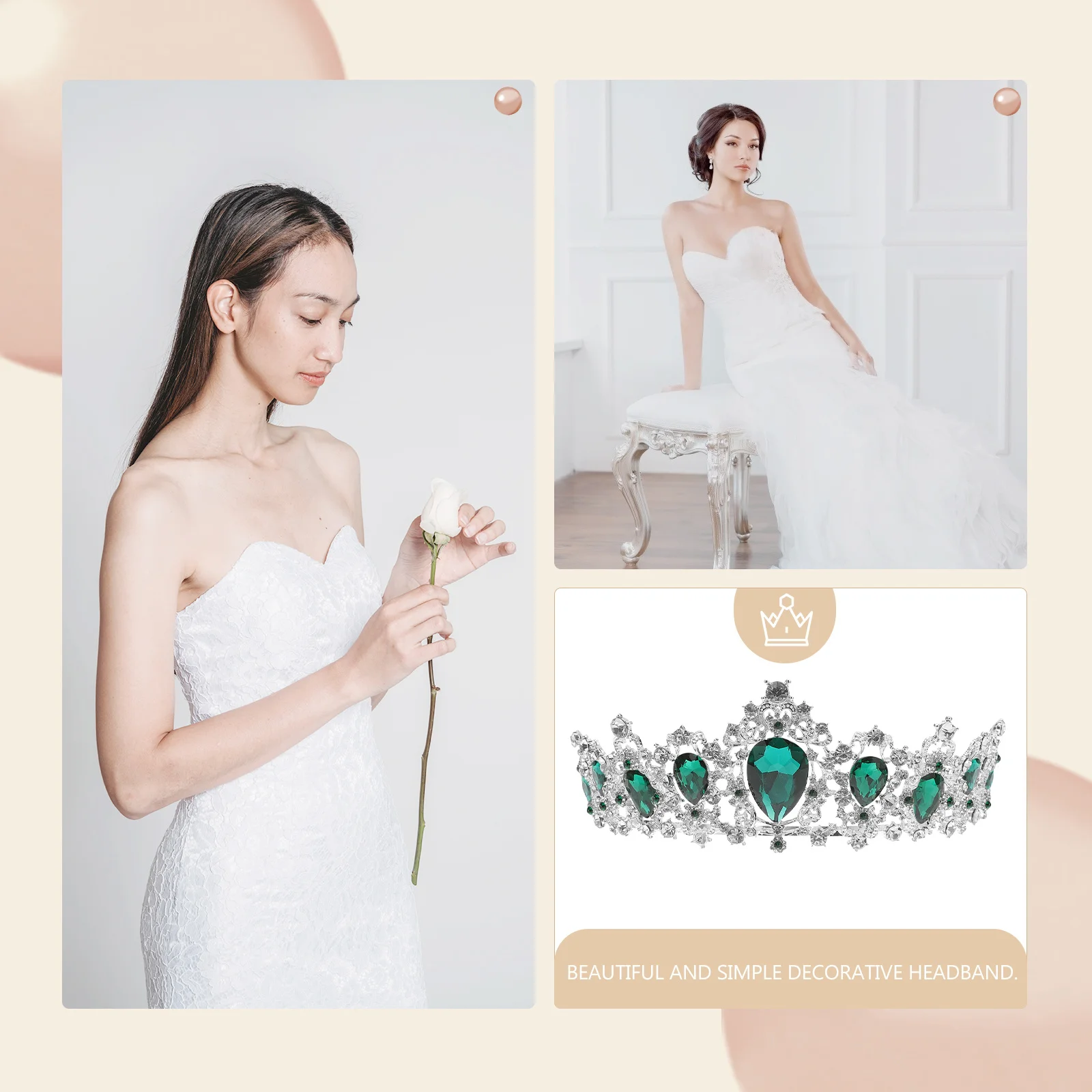 

Bridal Crown Headdress Rhinestone Wedding Tiara Elegant Shape Comfortable Design for Wedding Birthday Prom Hair Accessories