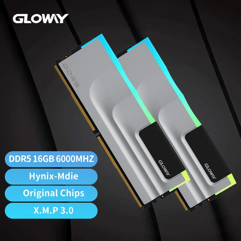 Gloway RGB Memoria DDR5 32GB RAM 16GBX2 6000MHZ 6400MHZ Rams Memory DDR5 Kit UDIMM Dual Channel Computador Desktop PC